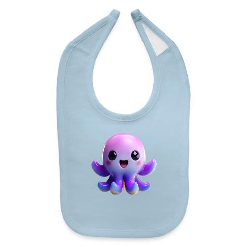 Joyful Cartoon Purple Baby Octopus with Big Smile - Baby Bib