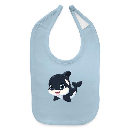 Playful Cartoon Baby Orca with Sweet Smile - Baby Bib