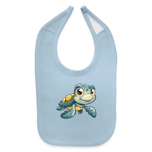 Playful Cartoon Baby Sea Turtle with a Smile - Baby Bib