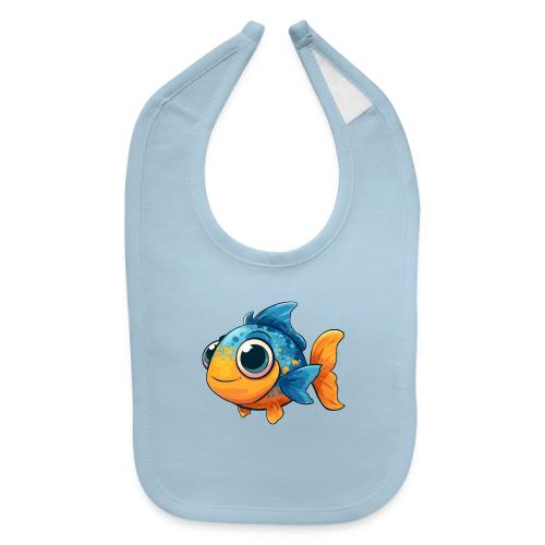 Colorful Cartoon Baby Fish in Blue and Orange - Baby Bib