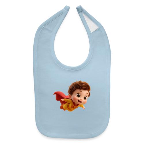 Flying Cartoon Superhero Boy in Yellow Suit - Baby Bib