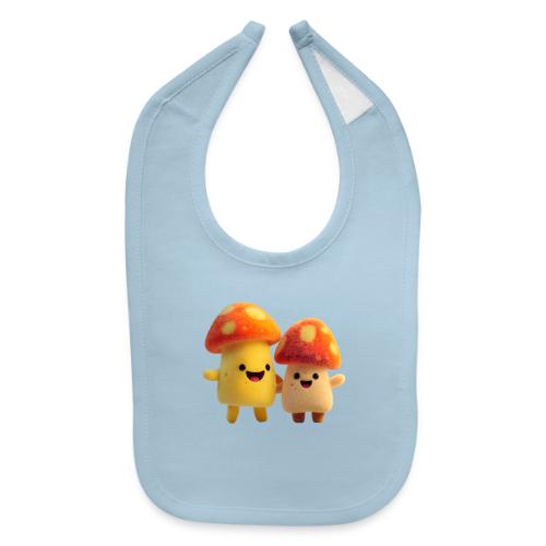 Joyful Cartoon Mushroom Duo - Baby Bib