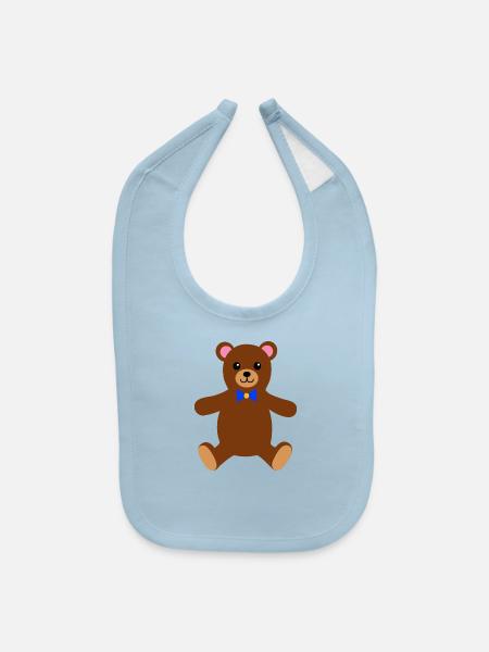 cute teddy bear - Baby Bib - light blue - Front