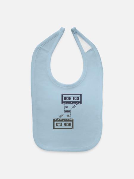 cassette tape clipart - 80s cassette tape clipart - Baby Bib - light blue - Front