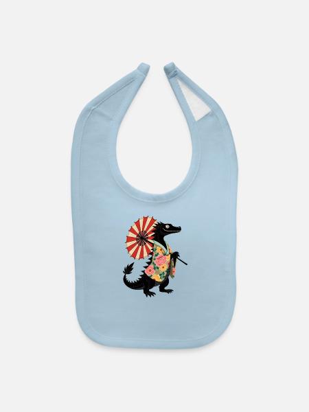 Komodo dragon kimono monitor lizard reptile Japane - Baby Bib - light blue - Front