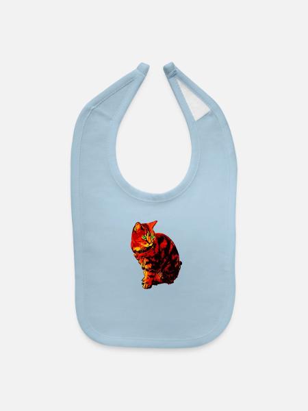 Cat On Oil - Baby Bib - light blue - Front