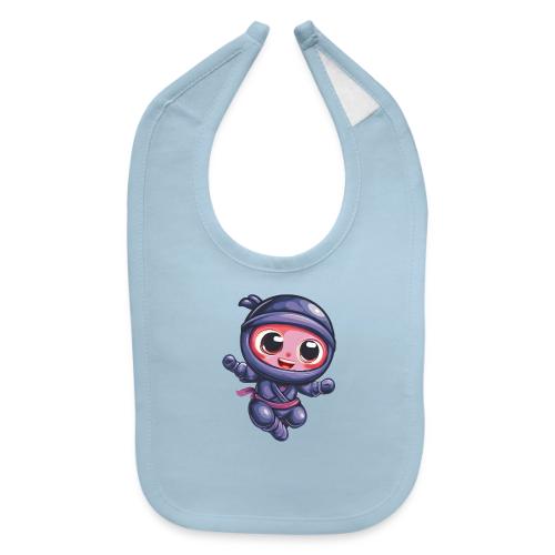 Joyful Cartoon Baby Ninja Jumping in Action - Baby Bib