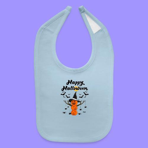 Pumpkin Snowman | Happy Halloween Tree and Spiders - Baby Bib