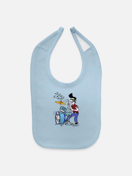 Rockabilly Drummer. - Baby Bib - light blue - Front