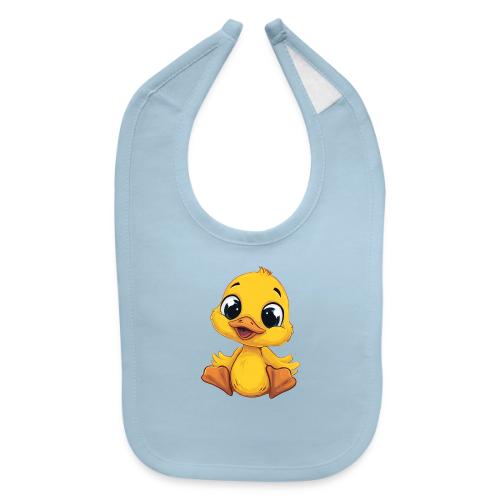 Sweet Yellow Cartoon Duck Sitting Happily - Baby Bib