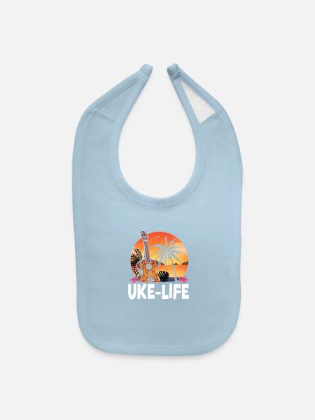 Hawaiian Ukulele Uke Uke Life - Baby Bib - light blue - Front