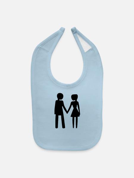 A person holding hands with another person. - Baby Bib - light blue - Front
