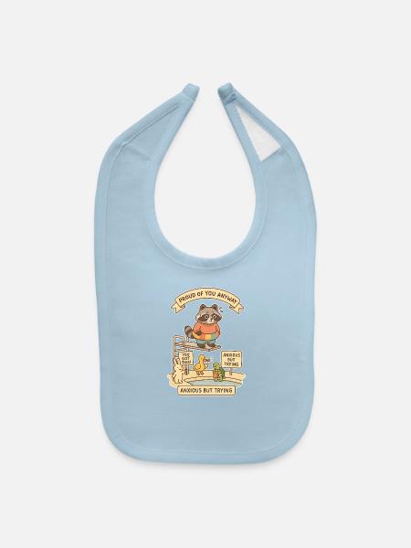 Anxious but Trying - Baby Bib - light blue - Front