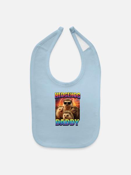 Hedgehog Daddy - Baby Bib - light blue - Front