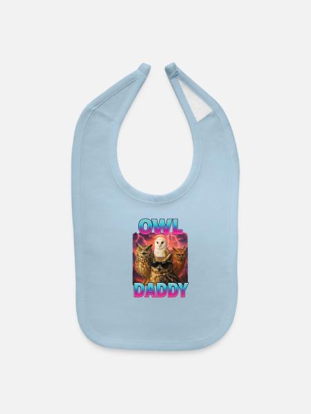 Owl Daddy - Baby Bib - light blue - Front