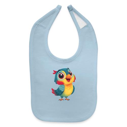 Bright Cartoon Parrot with Joyful Expression - Baby Bib