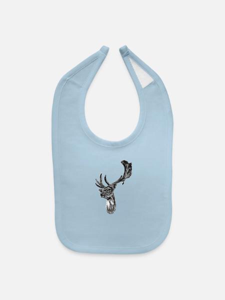 Fallow deer stag - Baby Bib - light blue - Front