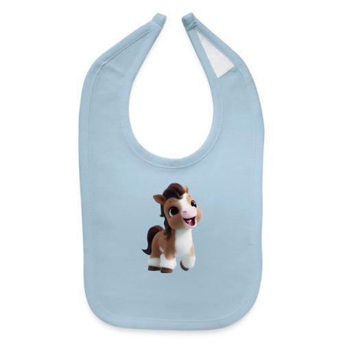 Sweet Cartoon Baby Pony in Brown and White - Baby Bib