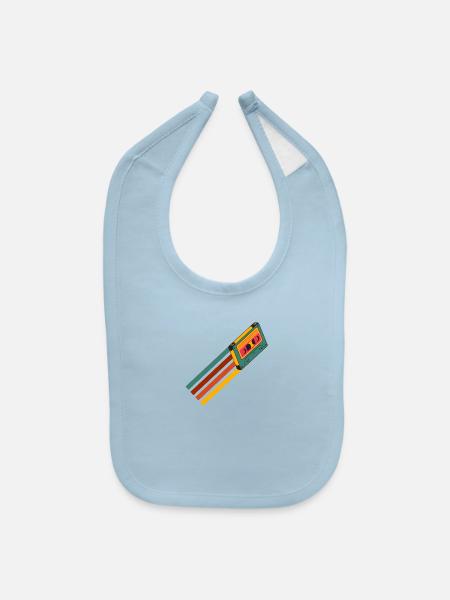 Retro Cassette Tape - Baby Bib - light blue - Front