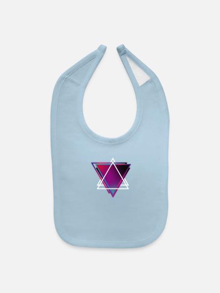 "Triangle Bliss: Geometric Marvel T-Shirt" - Baby Bib - light blue - Front