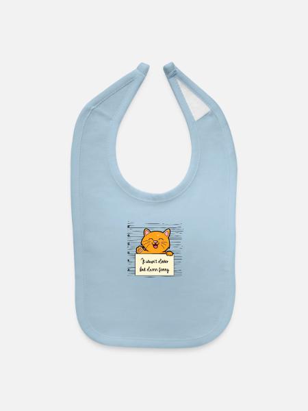 Cat was not clever but funny - Baby Bib - light blue - Front