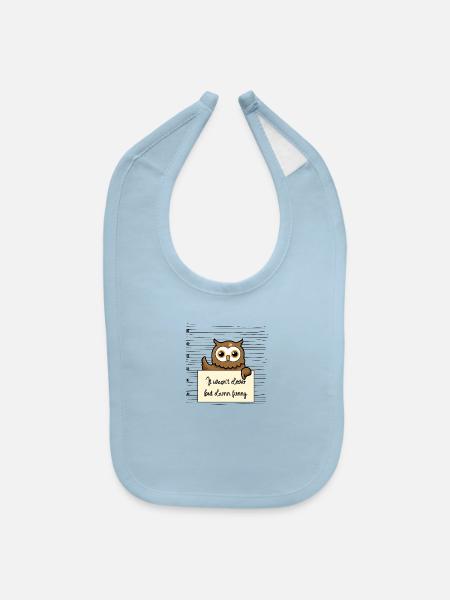 Owl was not clever but funny - Baby Bib - light blue - Front