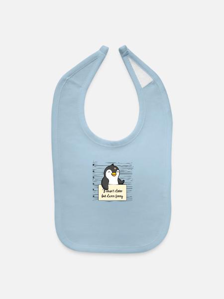 Penguin was not clever but funny - Baby Bib - light blue - Front