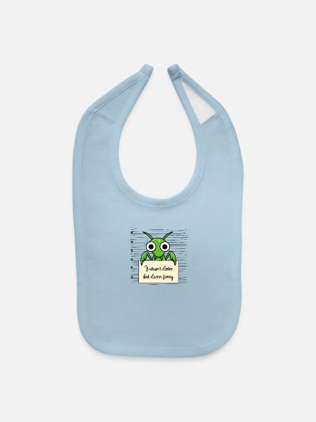Mantis was not clever but funny - Baby Bib - light blue - Front