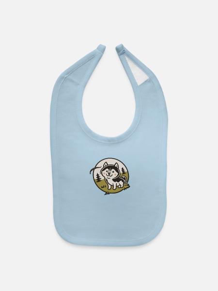 Cute Husky Puppy In Wilderness - Baby Bib - light blue - Front