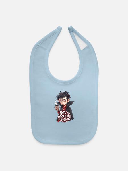 "Not a Morning Person" - Baby Bib - light blue - Front