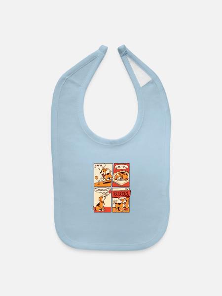 Puppy Comic: Life is better With Dogs - Baby Bib - light blue - Front