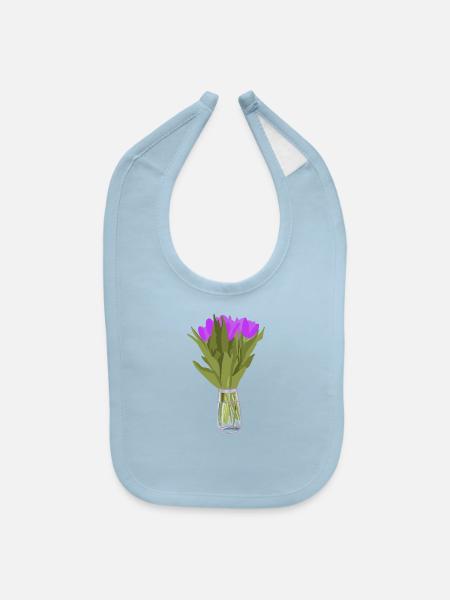 Modern Purple Tulips - Baby Bib - light blue - Front