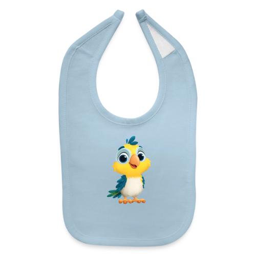 Playful Cartoon Parrot with Big Happy Eyes - Baby Bib