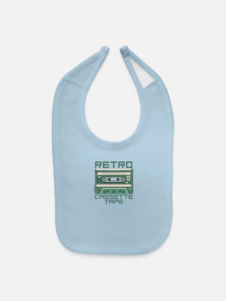Retro cassette tape - Baby Bib - light blue - Front