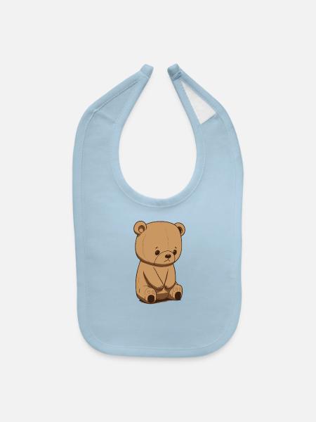Sad Bear - Baby Bib - light blue - Front