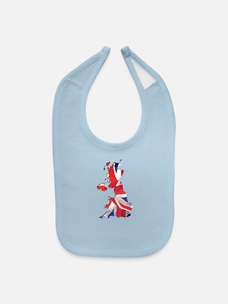 UK Flag in UK Map - Baby Bib - light blue - Front