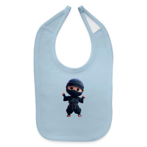 Cute Cartoon Ninja Toddler in Fight Pose - Baby Bib