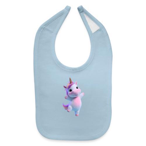 Cute Cartoon Unicorn Dancing Joyfully - Baby Bib