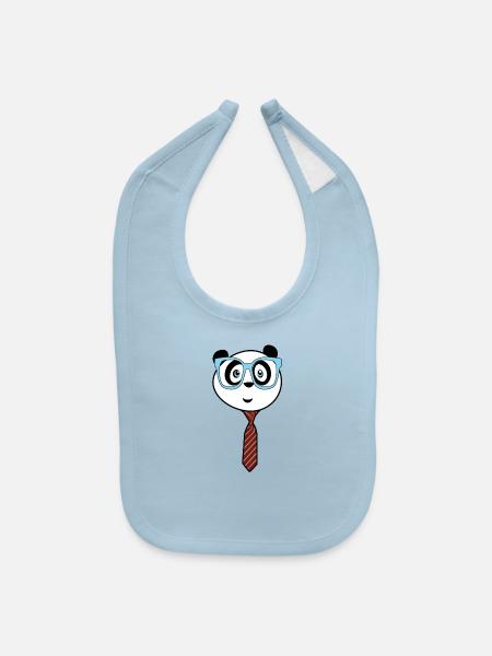 Panda Nerd - Baby Bib - light blue - Front