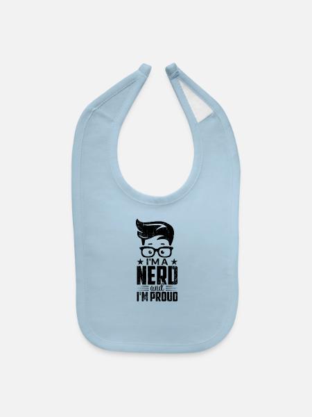 Proud Nerd - Baby Bib - light blue - Front