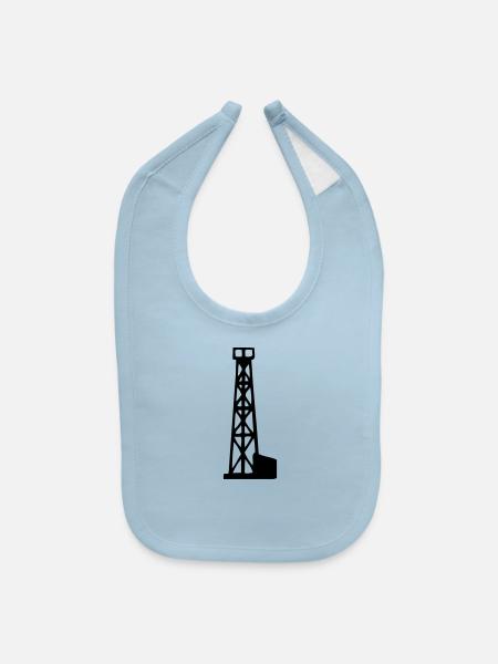 Oil Derrick - Baby Bib - light blue - Front