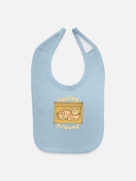 Loafing Around - Breadbox Cat - Baby Bib - light blue - Front