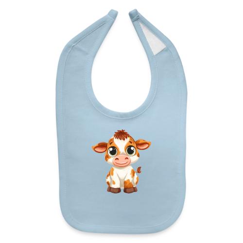Cute Cartoon Baby Calf with Bright Innocent Eyes - Baby Bib