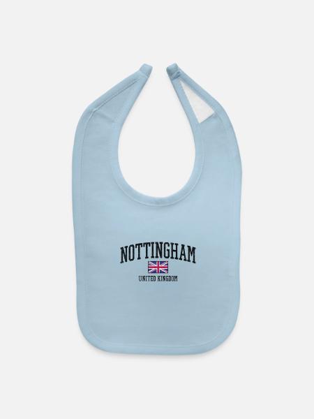 Nottingham England Uk - Baby Bib - light blue - Front