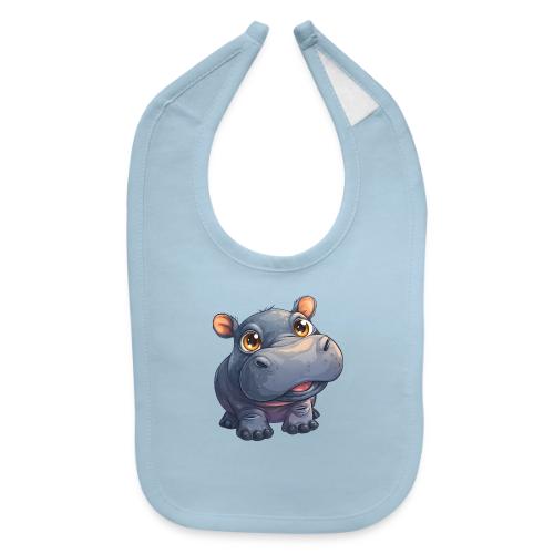 Cute Cartoon Baby Hippo with Big Innocent Eyes - Baby Bib