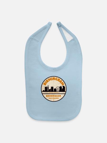Birmingham UK - Baby Bib - light blue - Front