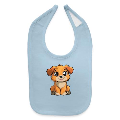 Cute Sitting Puppy Cartoon with Big Eyes - Baby Bib