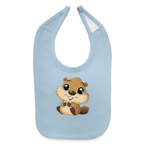 Adorable Cartoon Baby Beaver with Big Eyes - Baby Bib