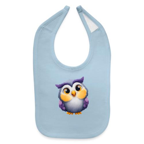 Colorful Cartoon Baby Owl with Big Sparkling Eyes - Baby Bib