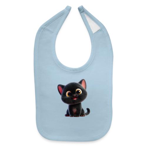 Adorable 3D Black Kitten with Big Eyes - Baby Bib